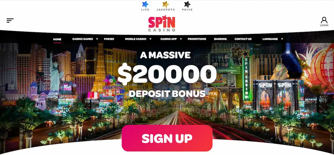 Spin Casino welcome bonus offer