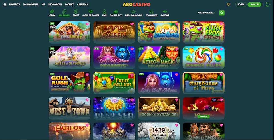 Abo Casino Pokie Selection