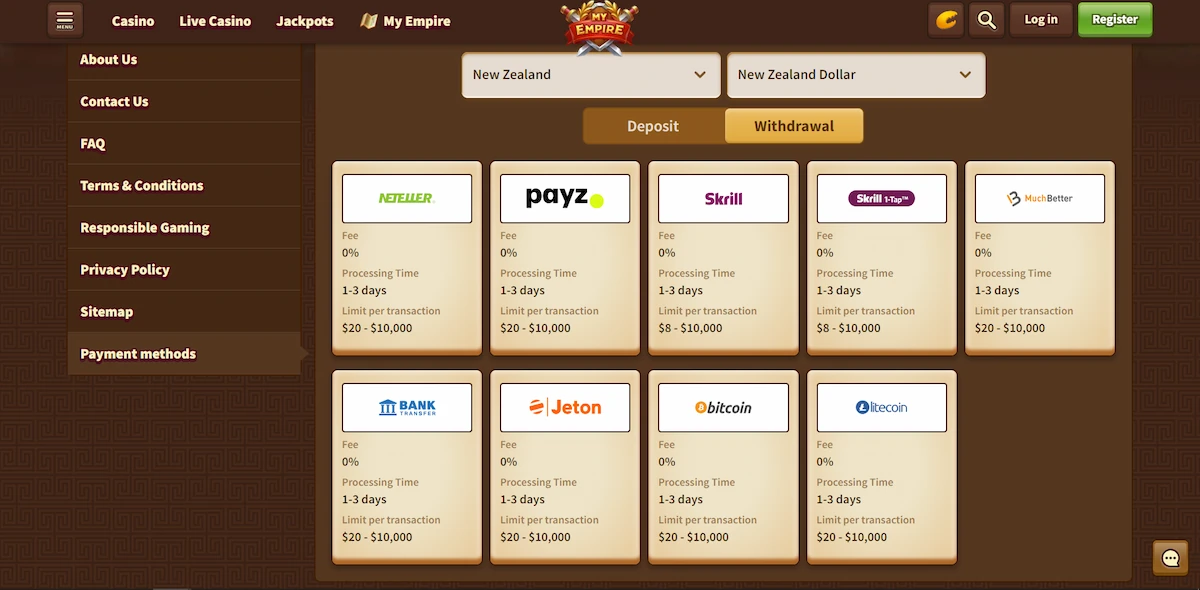 MyEmpire Payment Options