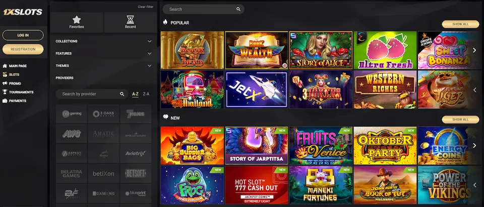 1xslots casino pokie selection