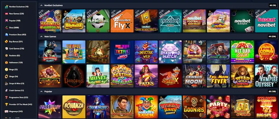 Novibet Casino Games