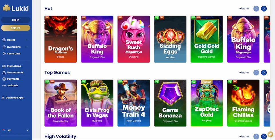 Lukki Casino Game Selection