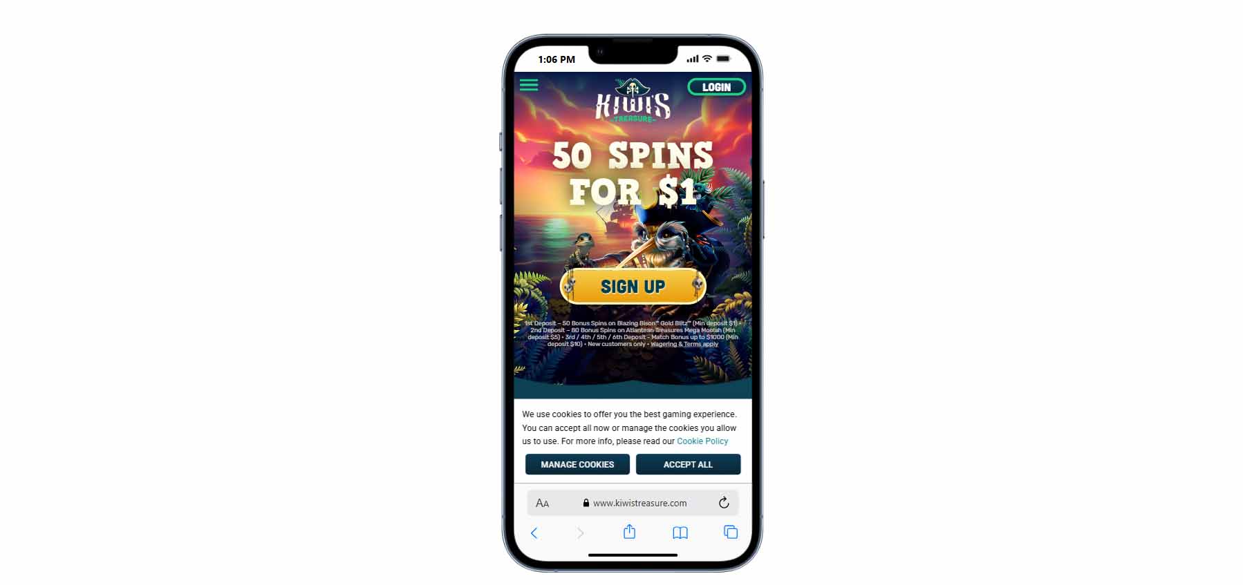 kiwi's treasure on mobile