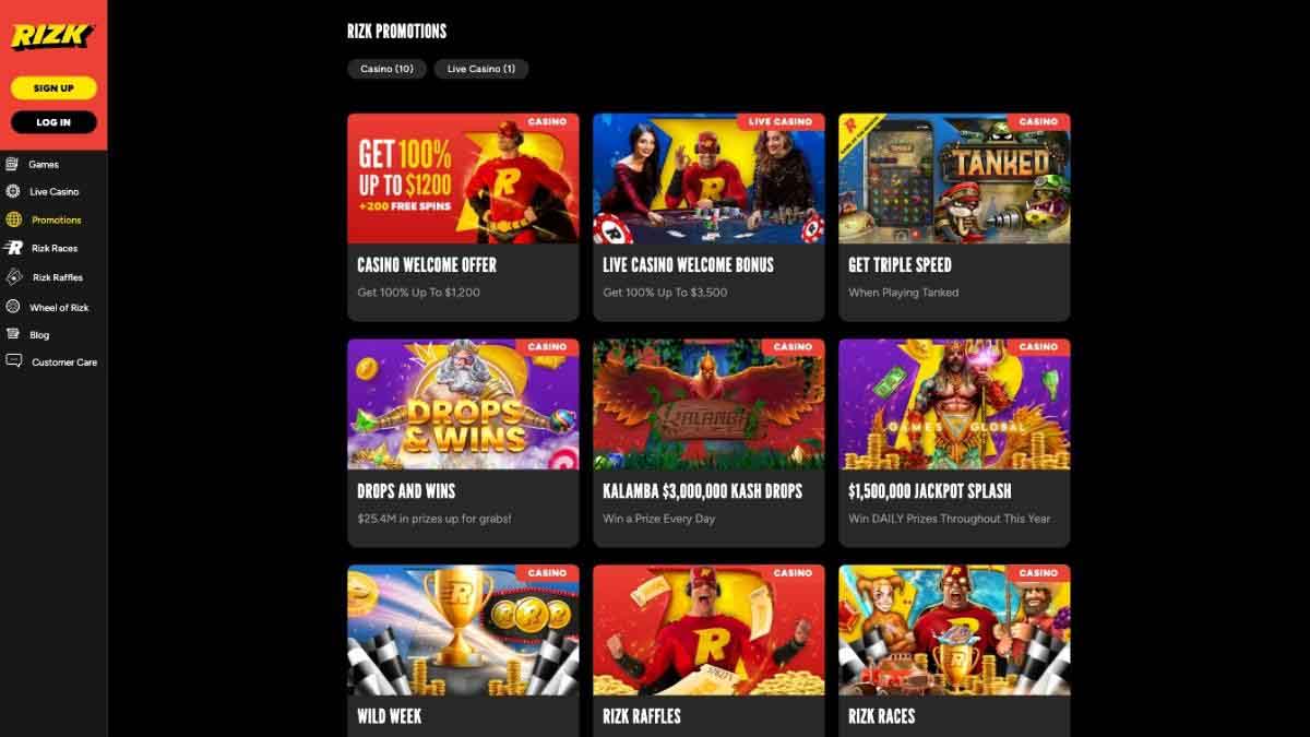 rizk casino bonuses