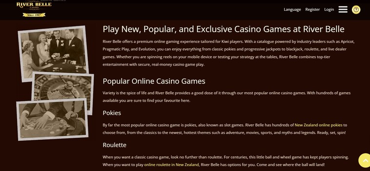 River Belle Casino Games Page BetKiwi New Zealand