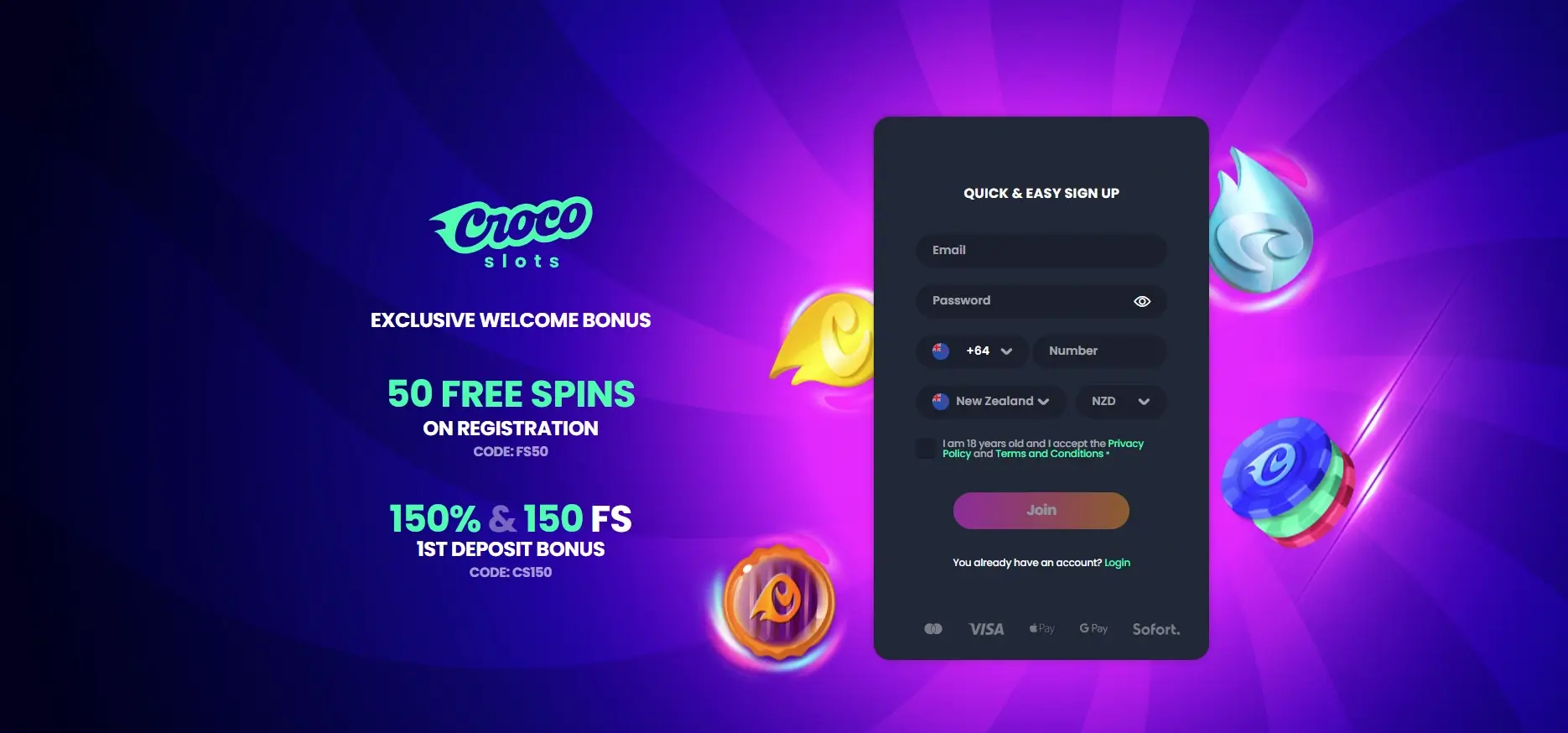 Crocoslots BetKiwi New Zealand Welcome Offer