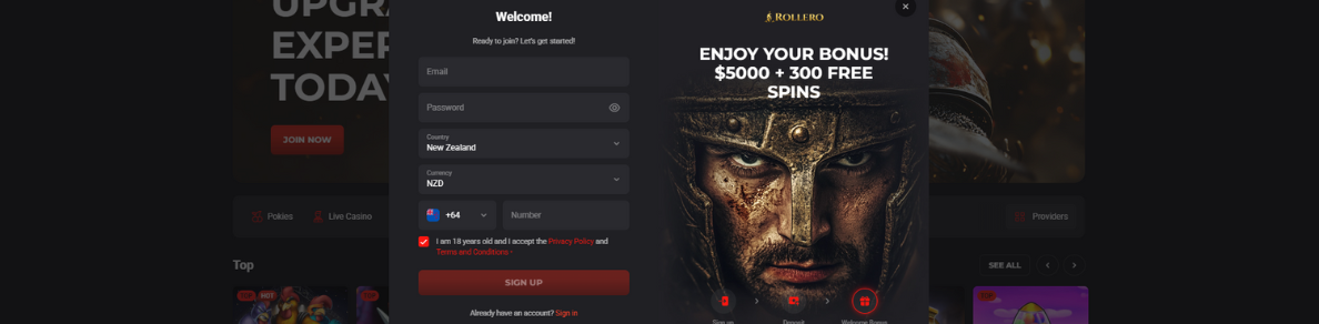 Rollero New Zealand BetKiwi Bonus